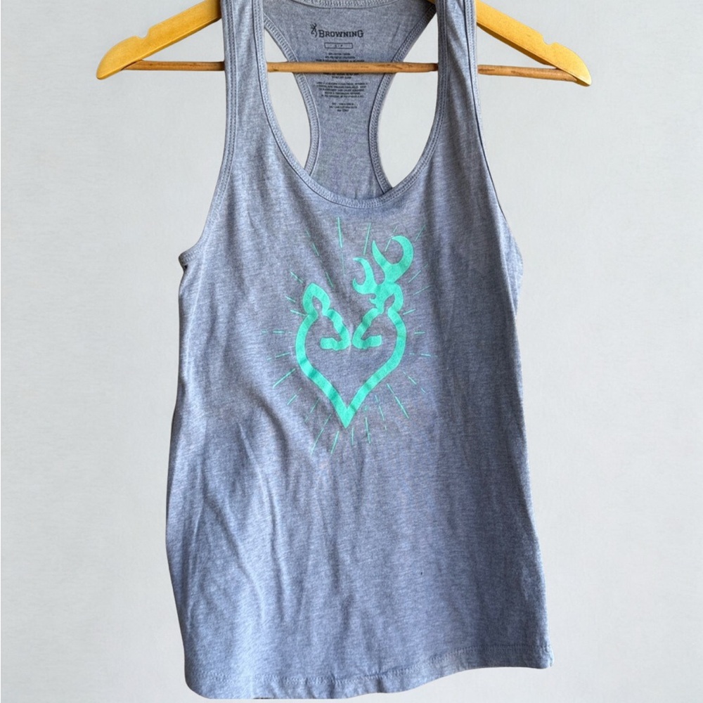 Browning Women's Tank Top in Gray with Aqua Design